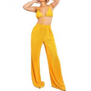NEW SURELYMINE pleated vibes pant set in mustard